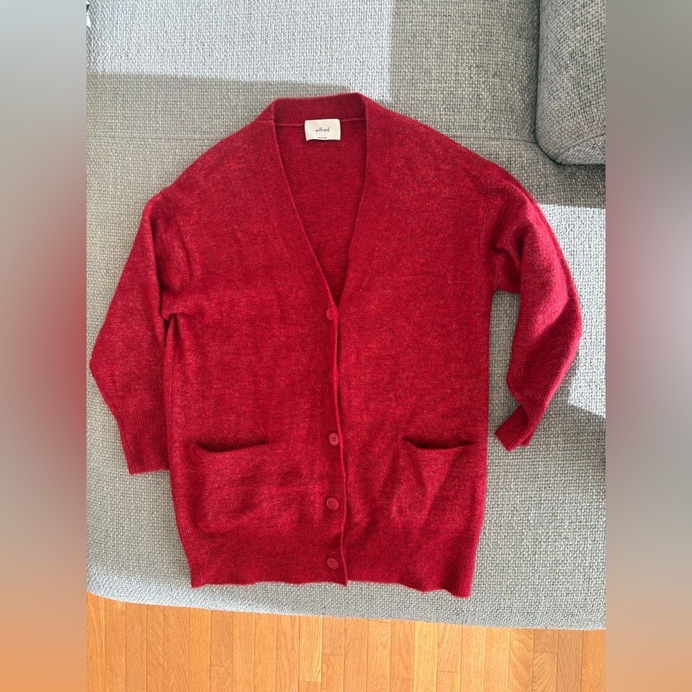 Wilfred Bilbao Alpaca Wool-Blend Oversized Cardigan Crimson Red - Picture 7 of 8